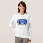 Fireworks-display en silhouette van pagode t-shirt (Voorkant volledig)
