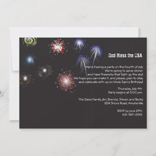 Fireworks Display Invitation Kaart (Voorkant)