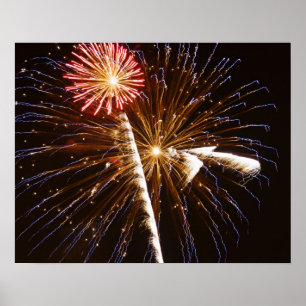 Fireworks-display op de Savannah-rivier Poster