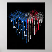 Fireworks Driving Heart American Flag Patriotic Poster (Voorkant)