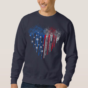 Fireworks Driving Heart American Flag Patriotic Trui