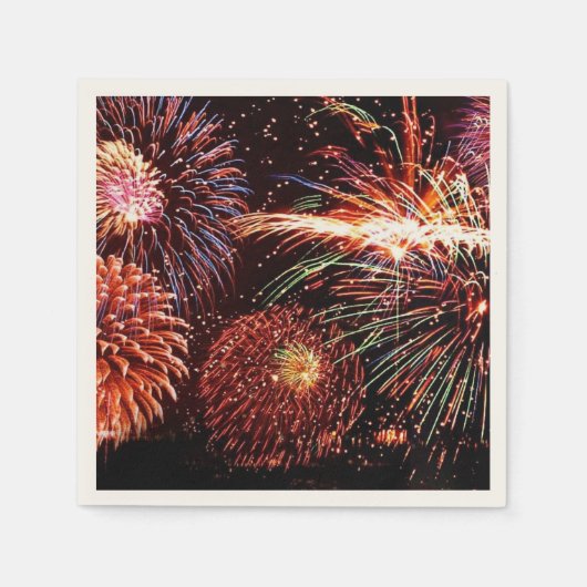 Fireworks Ecru Standard Cocktail Paper Napkins Servetten (Voorkant)