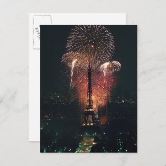 Fireworks, Eiffel Tower, Parijs, Frankrijk Briefkaart (Voorkant / Achterkant)