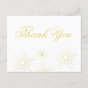 Fireworks Elegant Gold Script Hartelijk dank voor  Briefkaart