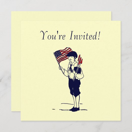  Fireworks en Flag Art Aangepaste Uitnodigingen (Voorkant / Achterkant)