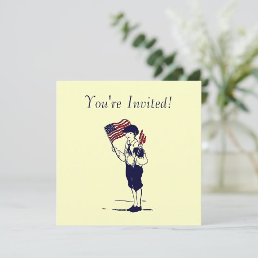 Fireworks en Flag Art Aangepaste Uitnodigingen (Staand voorkant)