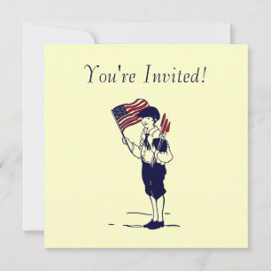  Fireworks en Flag Art Aangepaste Uitnodigingen