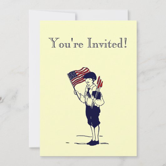 Fireworks en Flag Custom Invitation Kaart (Voorkant)