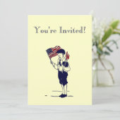 Fireworks en Flag Custom Invitation Kaart (Staand voorkant)