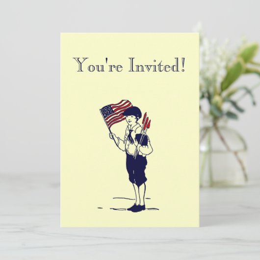 Fireworks en Flag Custom Invitation Kaart (Staand voorkant)