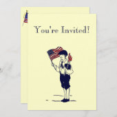 Fireworks en Flag Custom Invitation Kaart (Voorkant / Achterkant)