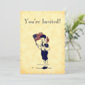 Fireworks en Flag Faux Perchment Custom Uitnodigen Kaart (Staand voorkant)