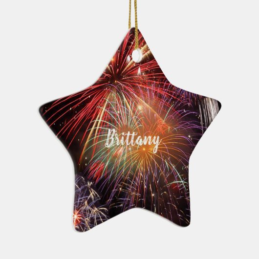 Fireworks Finale - Aangepaste naam Keramisch Ornament (Rechts)