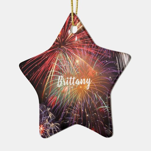 Fireworks Finale - Aangepaste naam Keramisch Ornament (Links)