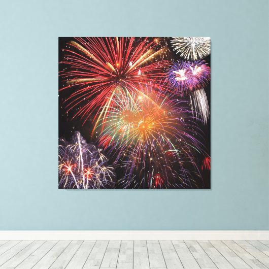 Fireworks Finale Canvas Afdruk (Insitu (Houten vloer))