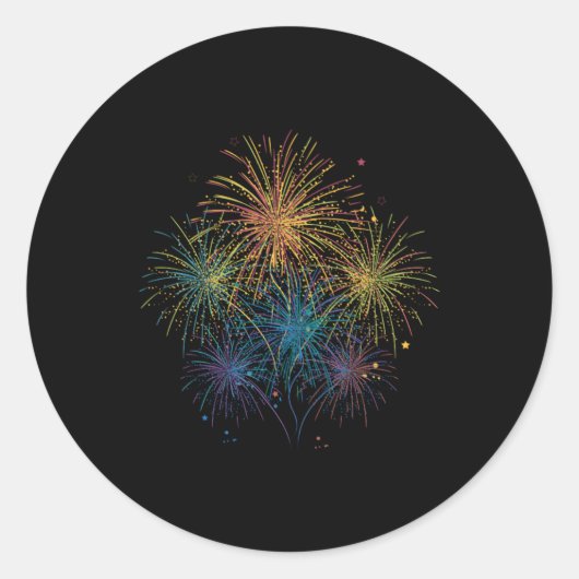 Fireworks Firecracker Pyrotechnicus — nieuwjaarsca Ronde Sticker (Voorkant)