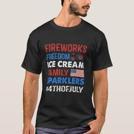Fireworks Freedom Ice Cream Family Sparklers 4Th O T-shirt (Voorkant)