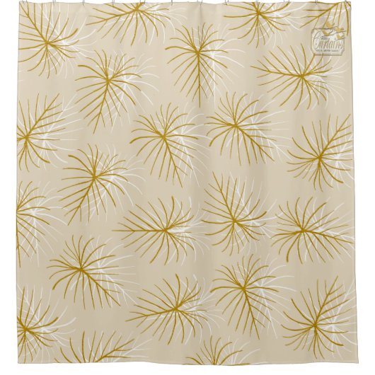Fireworks Gold Cream Modern Shower Curtain Set Douchegordijn (Voorkant)