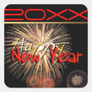 Fireworks Happy New Year Custom 2019 S-Sticker Vierkante Sticker