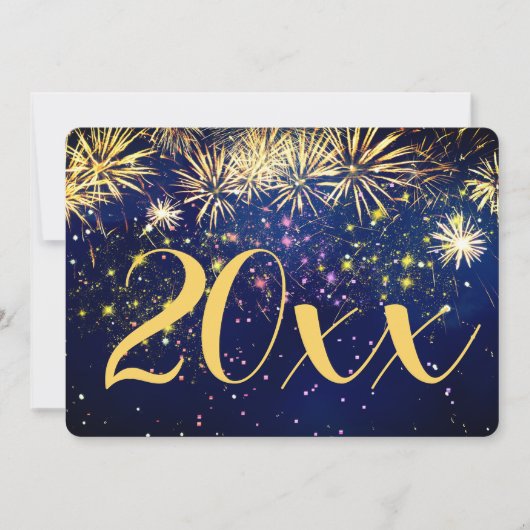 Fireworks Happy Nieuwjaar en Kerstmis 2 Side Desig Feestdagenkaart (Voorkant)