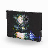 Fireworks Happy Nieuwjaar vieren Waterverf Fotoblokken (Rechts)