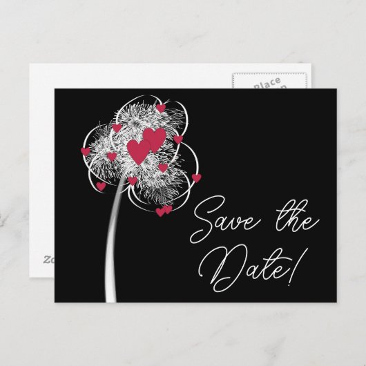 Fireworks & Hearts Sla het Briefkaart Datum op (Voorkant / Achterkant)