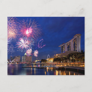 Fireworks in Marina Bay, Singapore Briefkaart