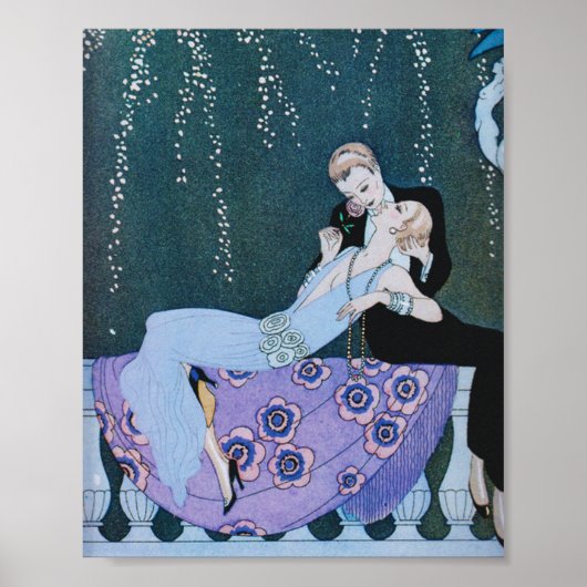 Fireworks in Paris Art Deco Poster (Voorkant)