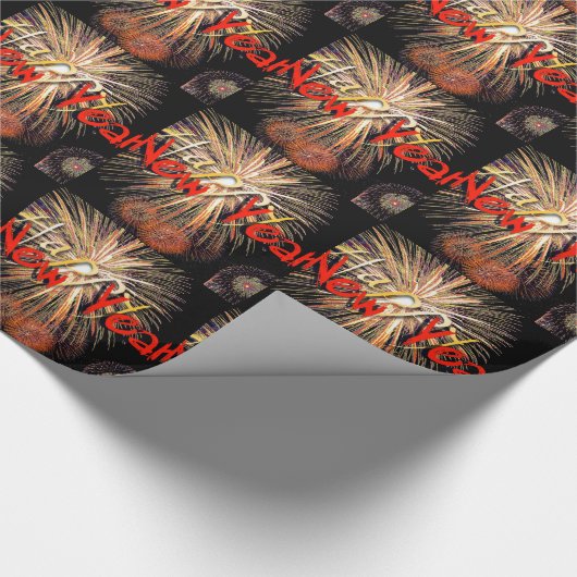 Fireworks in Red Happy New Year 2022 Wrapping P Cadeaupapier (Hoek)