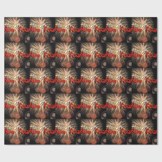 Fireworks in Red Happy New Year 2022 Wrapping P Cadeaupapier (Vlak)