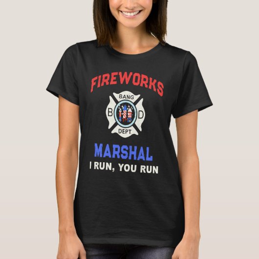 FIREWORKS MARSHAL America Firefighter Pyro Technic T-shirt (Voorkant)