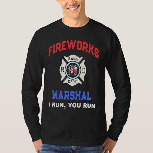 FIREWORKS MARSHAL America Firefighter Pyro Technic T-shirt (Voorkant)