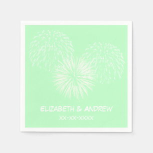 Fireworks, Mint Background, Name Monogram Servetten