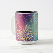 Fireworks-Mok geïllustreerd Tweekleurige Koffiemok (Voorkant links)