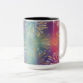 Fireworks-Mok geïllustreerd Tweekleurige Koffiemok (Voorkant rechts)