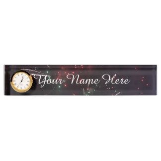 Fireworks Name Bord met Clock Naambordje