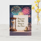 Fireworks New Year Holiday Kaart (Gele Bloem)