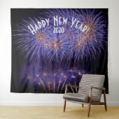 Fireworks New Years Blue Photo Booth Backdrop Wandkleed (In Situ (horizontaal))