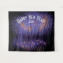 Fireworks New Years Blue Photo Booth Backdrop