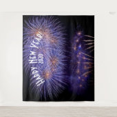 Fireworks New Years Blue Photo Booth Backdrop Wandkleed (Voorkant)