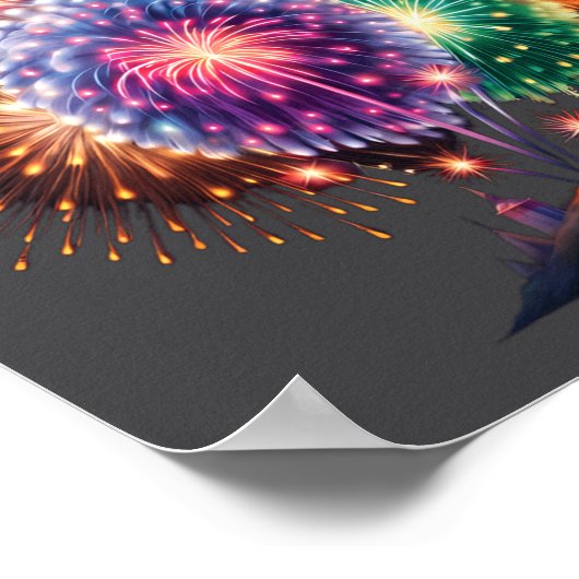 Fireworks New Year's Eve Party Long Sleeve  Poster (Hoek)