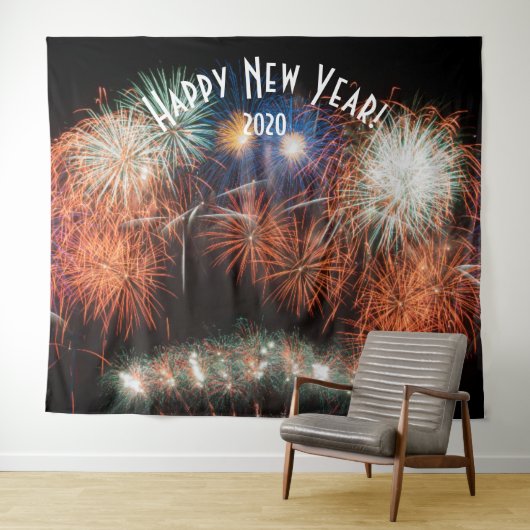 Fireworks New Years Oranje Photo Booth Backdrop Wandkleed (In Situ (horizontaal))