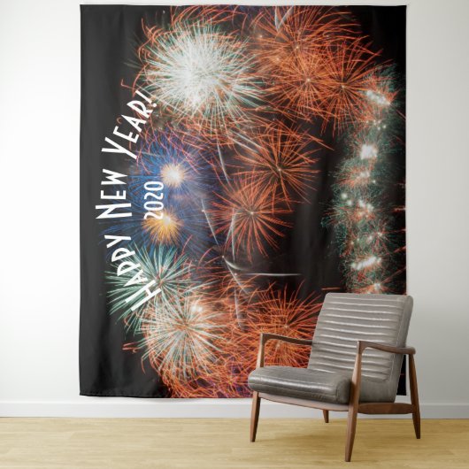 Fireworks New Years Oranje Photo Booth Backdrop Wandkleed (In situ)