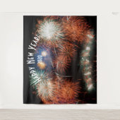 Fireworks New Years Oranje Photo Booth Backdrop Wandkleed (Voorkant)