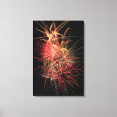 Fireworks of Red and Oranje at Night Canvas Print (Voorkant)
