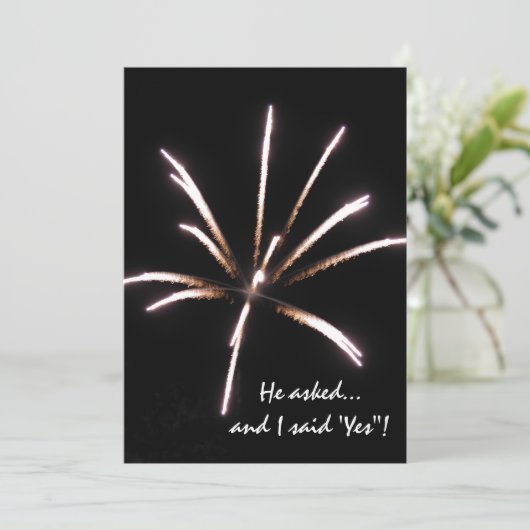 Fireworks op Black Summer Engagement Party Kaart (Staand voorkant)