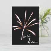 Fireworks op Black Summer Wedding Kaart (Staand voorkant)