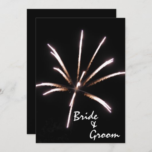 Fireworks op Black Summer Wedding Kaart (Voorkant / Achterkant)