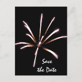 Fireworks op Black Summer Wedding Save the Date Aankondigingskaart