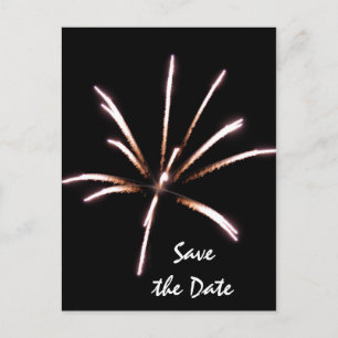 Fireworks op Black Summer Wedding Save the Date Aankondigingskaart